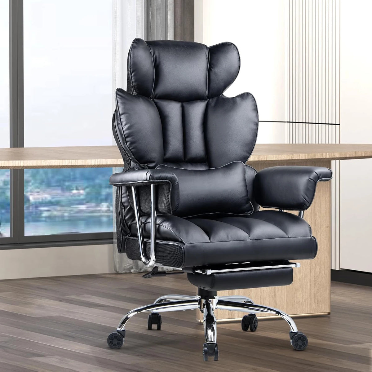 White Reclining Office Desk Chair